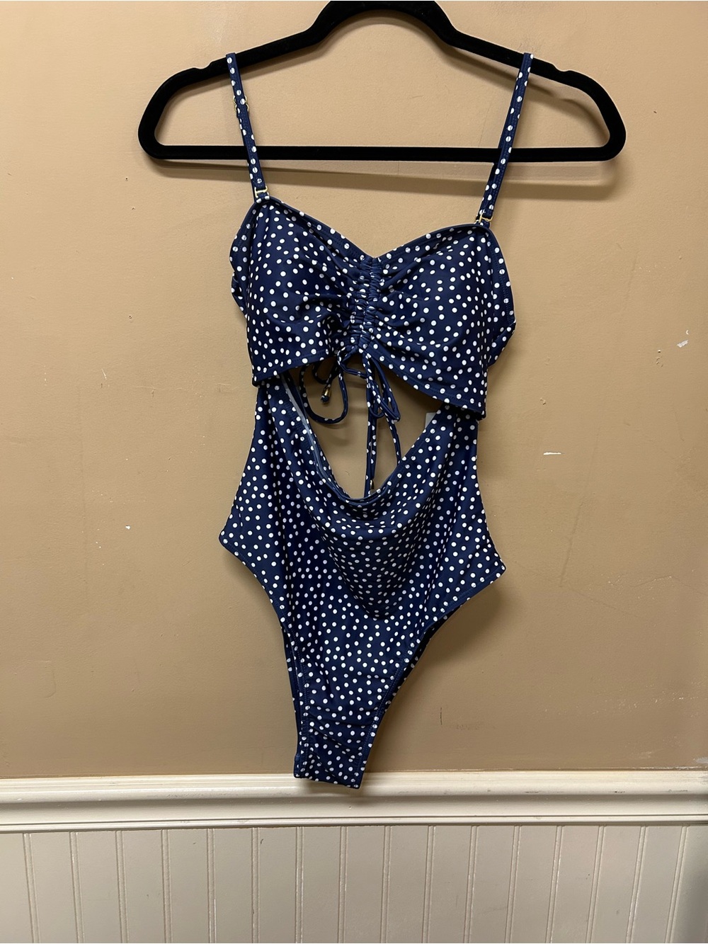 Kirundo Blue White Polka Dot Monokini Swimsuit Size Medium NWT